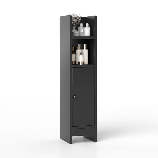Topbuy Bathroom Storage Cabinet Small Corner Floor Cabinet with Door and Adjustable Shelves Toilet Paper Holder Stand