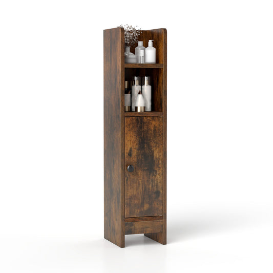 Topbuy Bathroom Storage Cabinet Small Corner Floor Cabinet with Door and Adjustable Shelves Toilet Paper Holder Stand