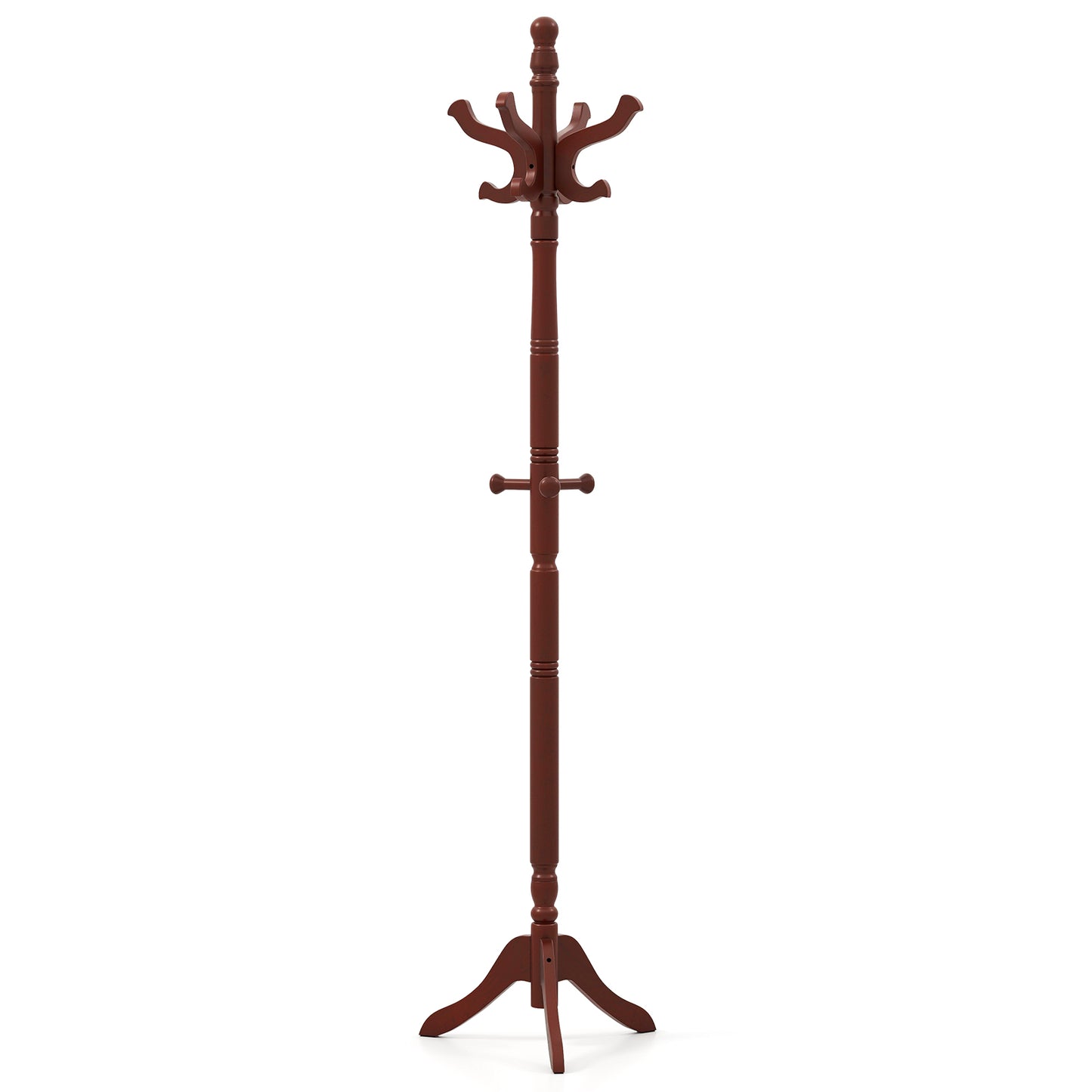 Topbuy Freestanding Coat Rack Solid Rubber Wood Hall Tree with 11 Hooks and 3 Height Options for Coats