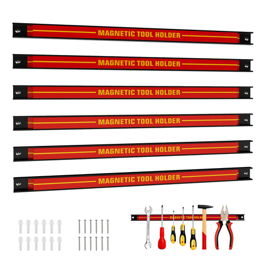 Topbuy 18" Magnetic Tool Holder Strip 6 Pack Heavy-Duty Metal Tool Magnet Bar with Mounting Screws