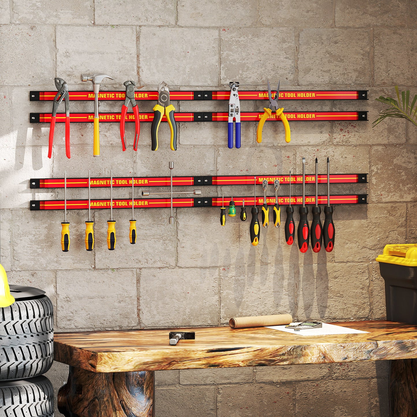 Topbuy 18" Magnetic Tool Holder Strip 6 Pack Heavy-Duty Metal Tool Magnet Bar with Mounting Screws