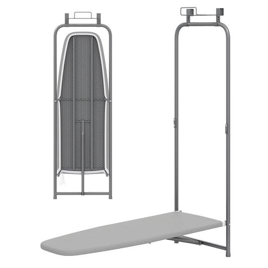 Topbuy Over Door Ironing Board Hanging Ironing Board with Iron Holder & Heavy-duty Metal Frame