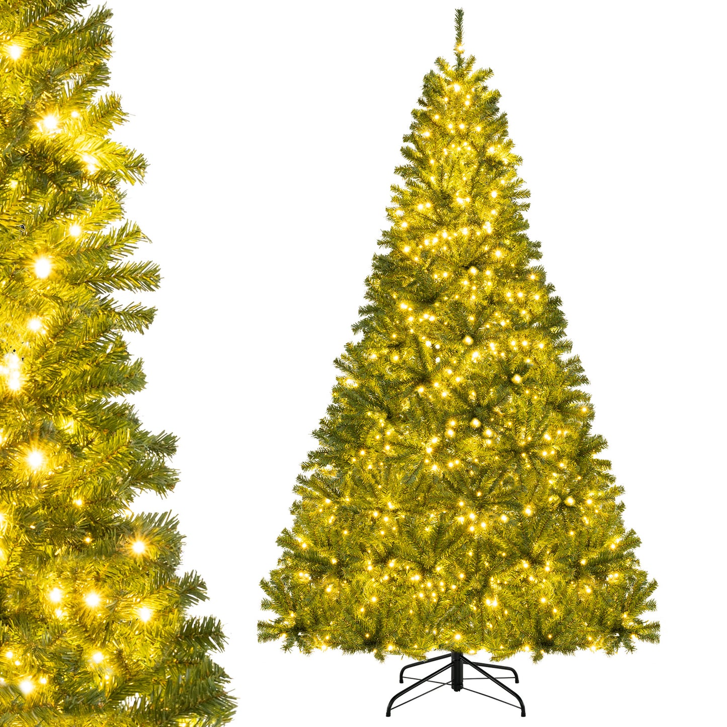 Patiojoy 7 FT Pre-lit Artificial Christmas Tree Hinged Xmas Tree with 1000 Warm White LED Lights