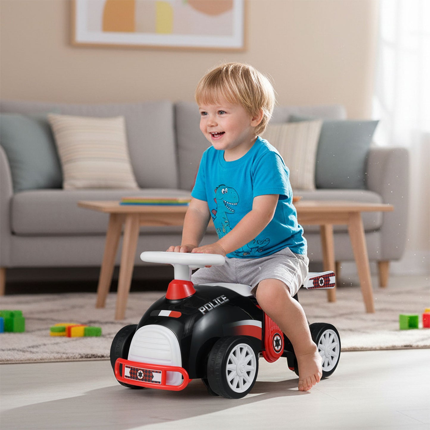 Patiojoy Kids Ride On Car Foot-to-Floor Sliding Toy with Music & Under-Seat Storage