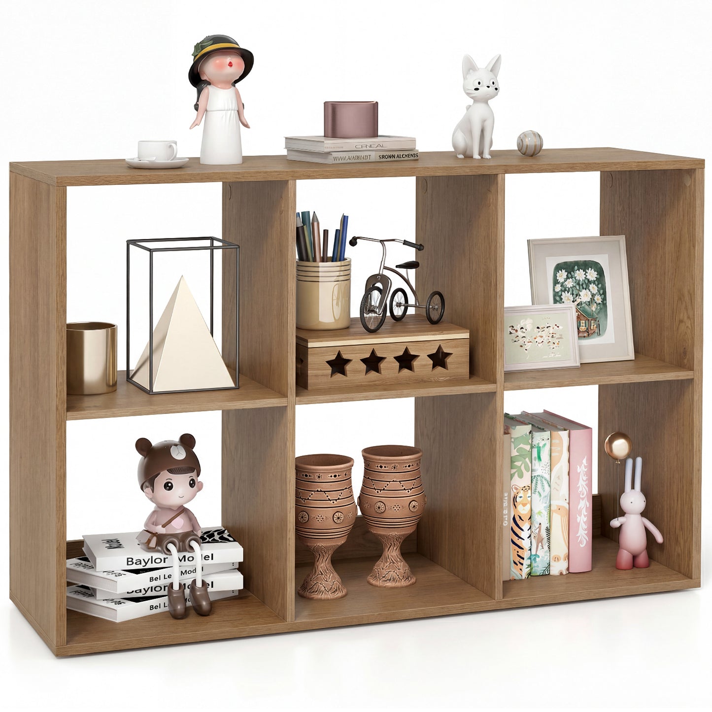 Patiojoy 6 Cube Bookcase Freestanding Bookcase with Open Back Home Storage Organizer Unit