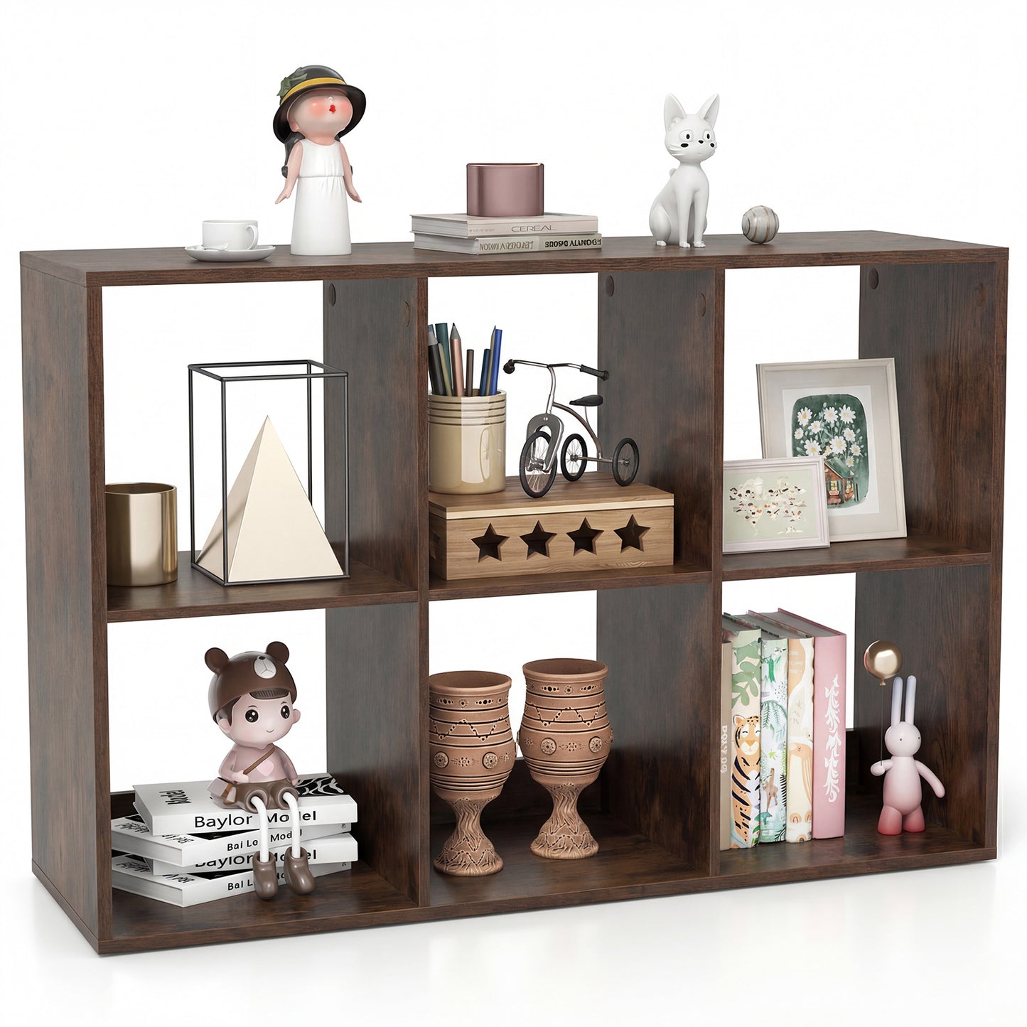 Patiojoy 6 Cube Bookcase Freestanding Bookcase with Open Back Home Storage Organizer Unit