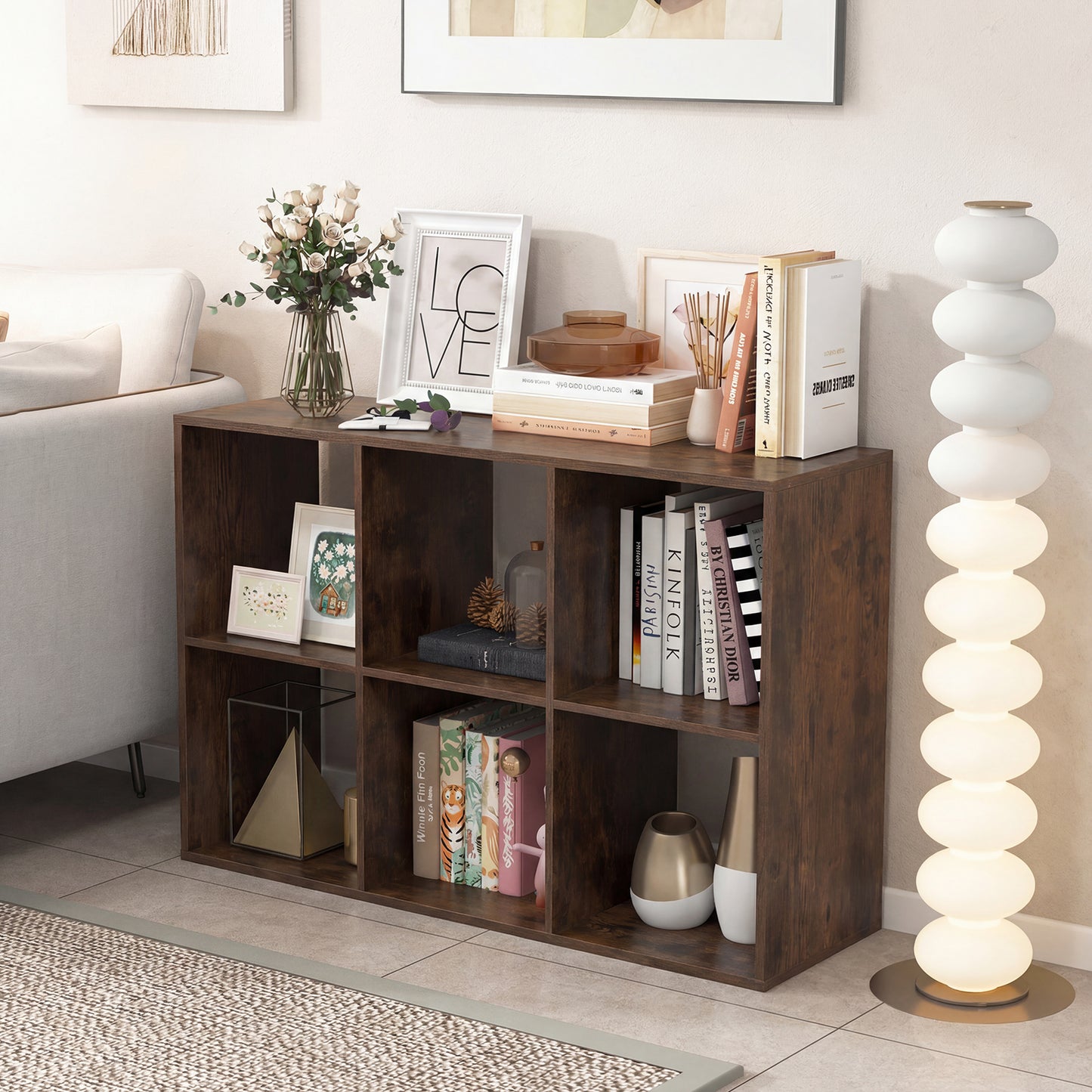 Patiojoy 6 Cube Bookcase Freestanding Bookcase with Open Back Home Storage Organizer Unit