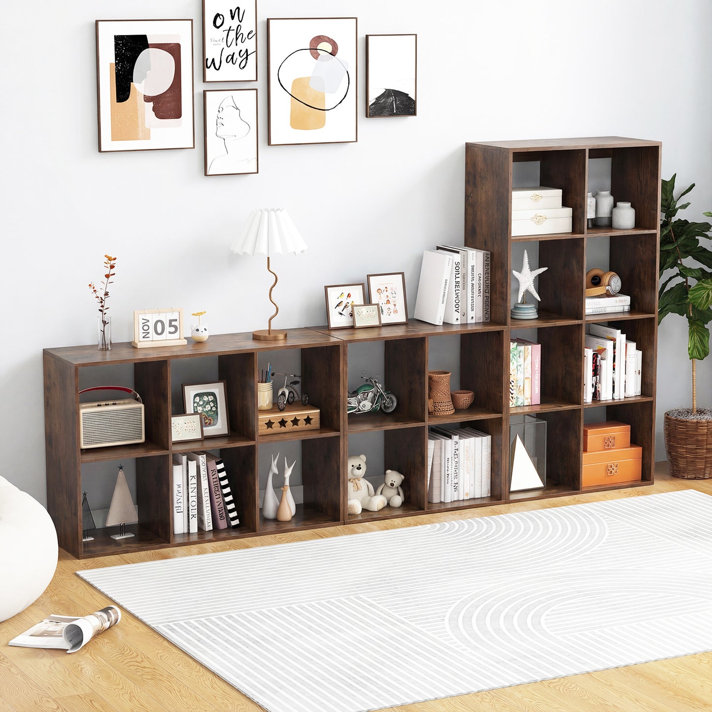 Patiojoy 6 Cube Bookcase Freestanding Bookcase with Open Back Home Storage Organizer Unit