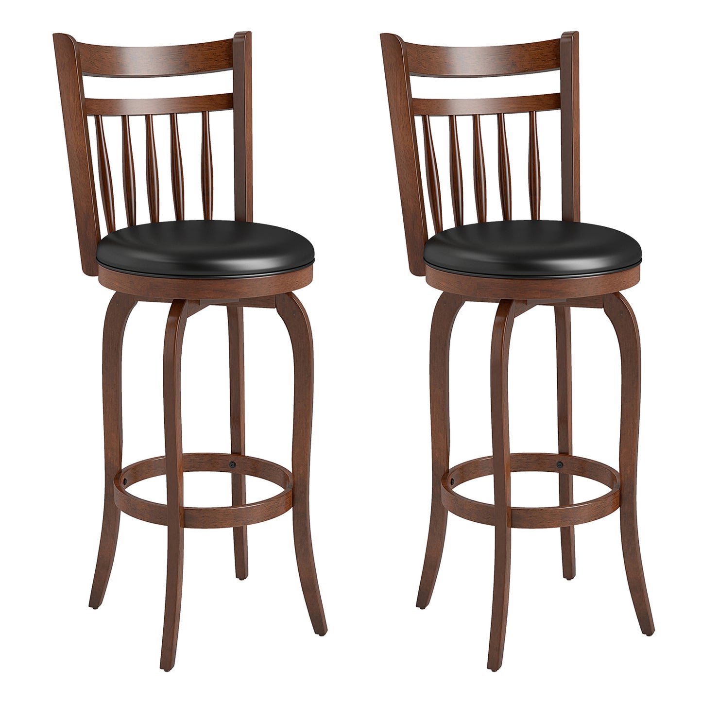 Patiojoy Swivel Bar Stools Set of 2 Counter Height Stools with Back Faux Leather Upholstered Seats
