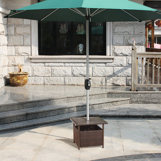 Topbuy Rattan Wicker Steel Side Table Outdoor Furniture Deck Brown