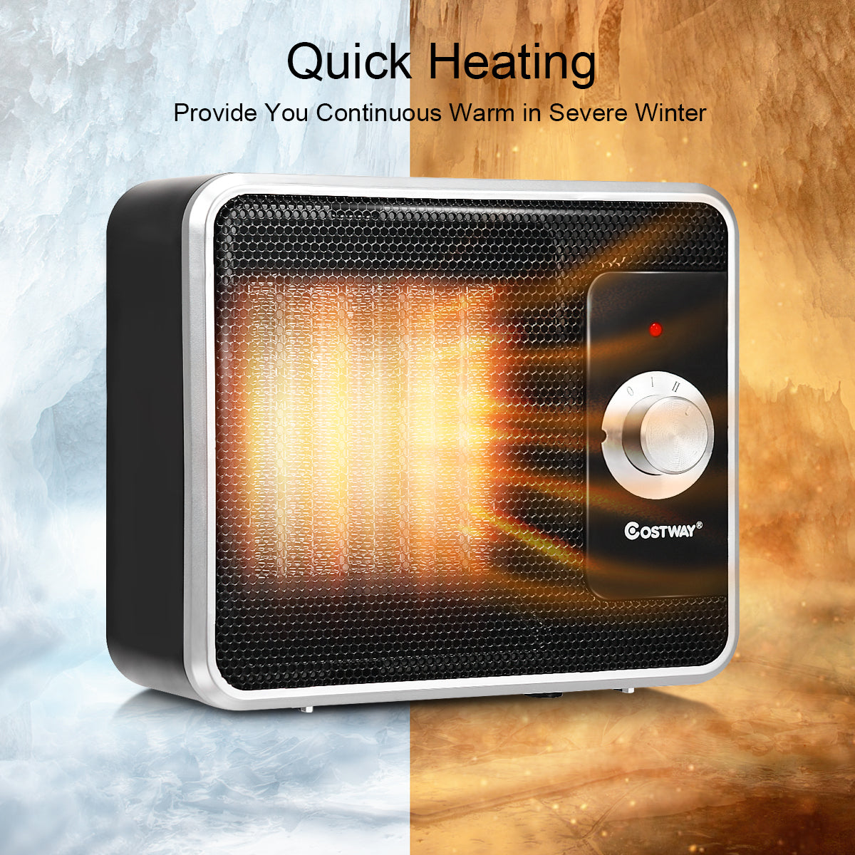 Topbuy 1200W PTC Space Heater Electric Safety Shut-Off Tilt Protection Heating Machine
