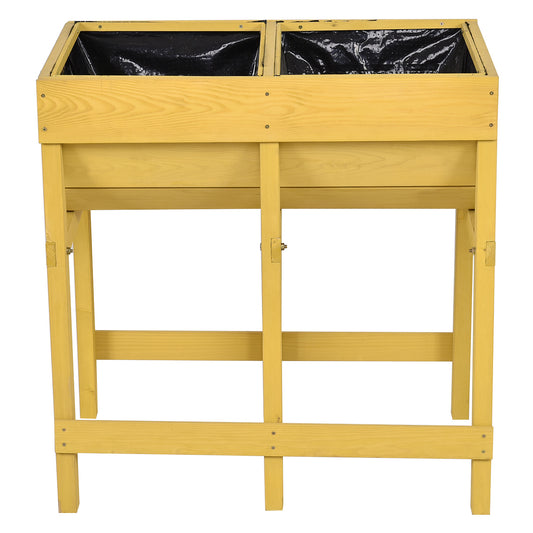 Topbuy Raised Wooden Planter Free Standing Planting Container Vegetable Flower Bed