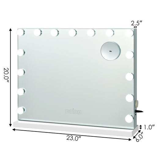 Topbuy Vanity Makeup Mirror Hollywood Cosmetic Mirror with 15 LED Bulbs & Touch Control