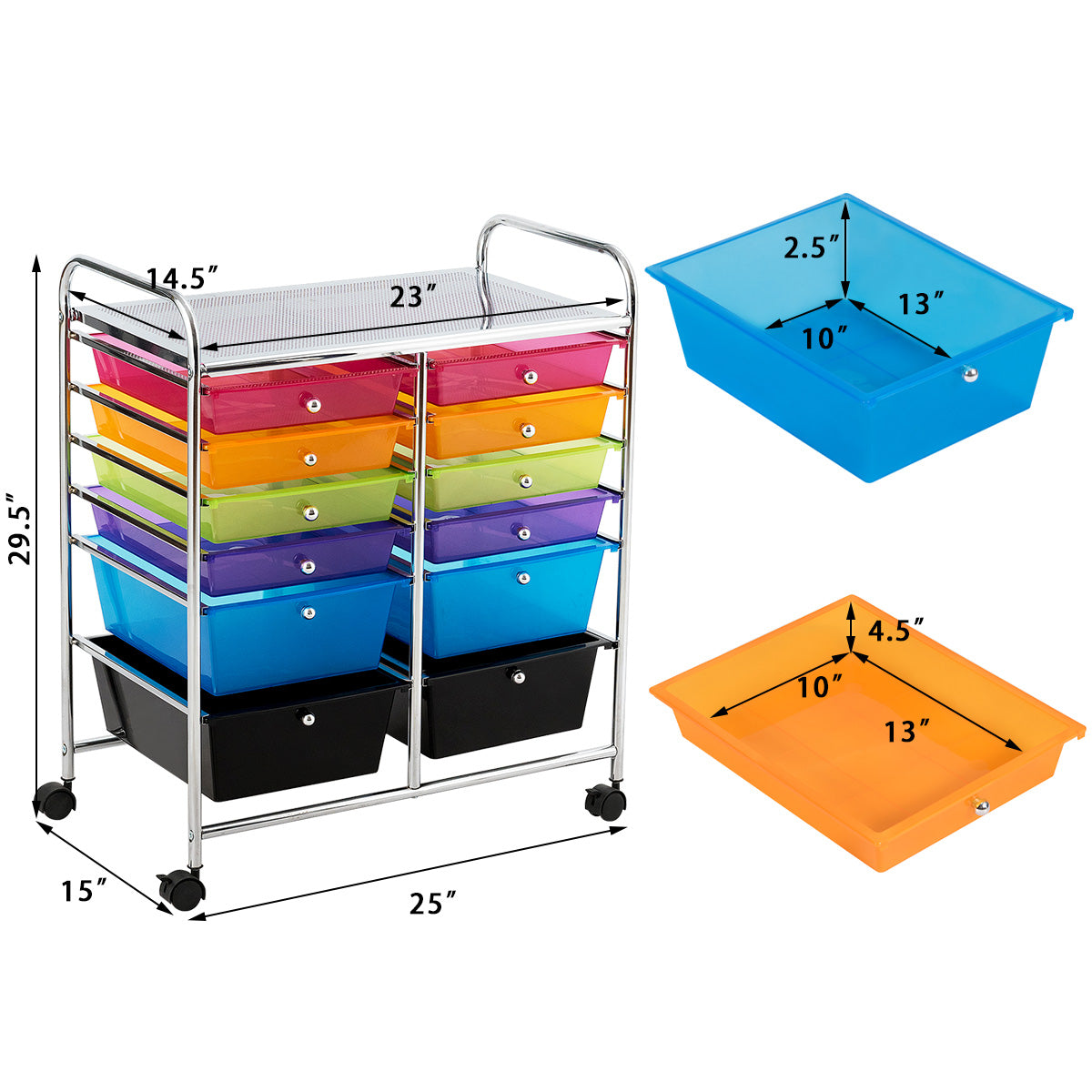 Topbuy 12-Drawers Rolling Storage Cart with Organizer Top