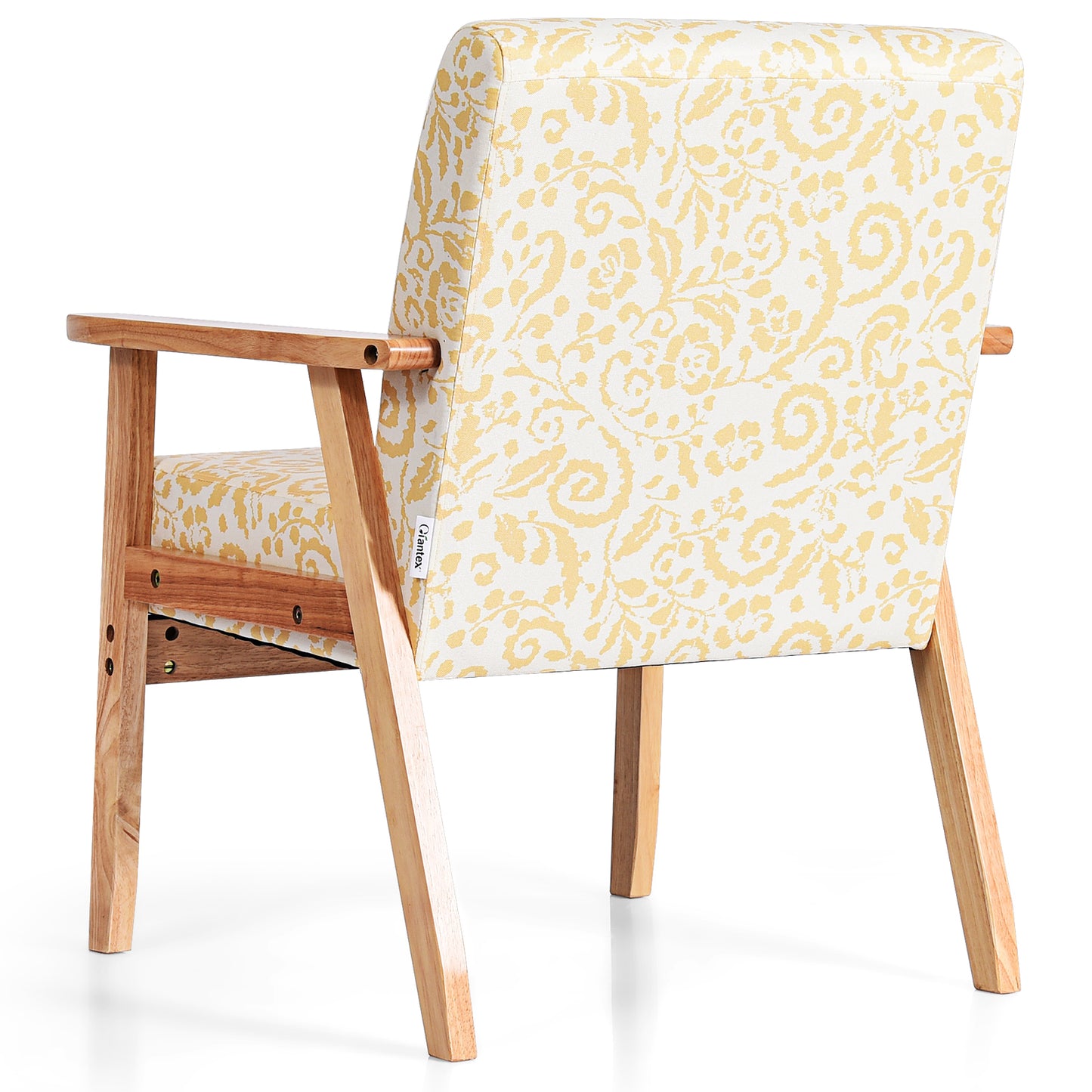 Topbuy 1PC/2PCS Accent Armchair Fabric Upholstered Lounge Chair with Wooden Legs Grey/Navy/Yellow