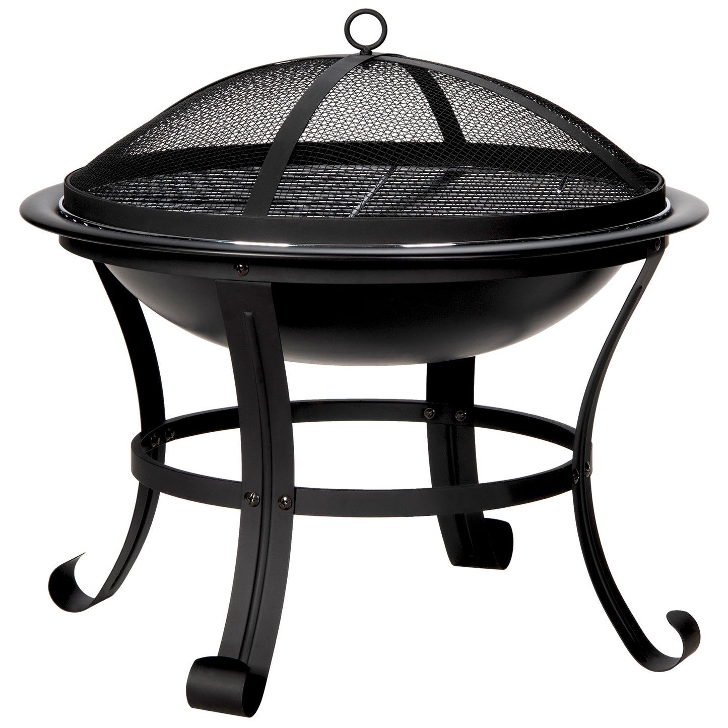 Topbuy  22'' Steel Outdoor Wood Burning Fire Pit Bowl with Round Mesh Spark Screen Cover