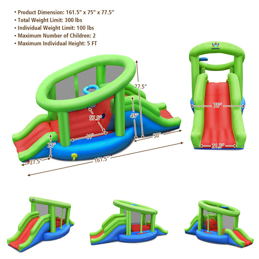 Topbuy Inflatable Bounce House Castle Outdoor Jumper with 2 Slide & 480W Blower