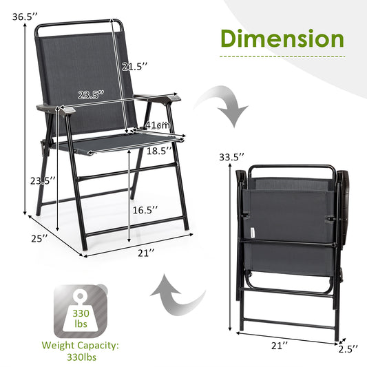 Patiojoy 4-Piece Patio Folding Chairs Outdoor Camping Chair with Armrest & High Backrest