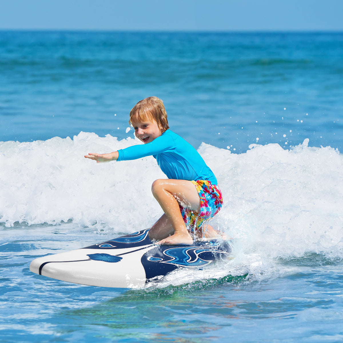 Topbuy 6' Surfboard Inflation-free Long Surfing Board with Safety Leash Red/Yellow/White