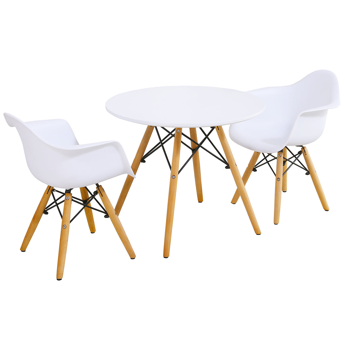 Topbuy Children Table & 2Chairs Set Solid Construction Mid-Century Dining Table Toddler