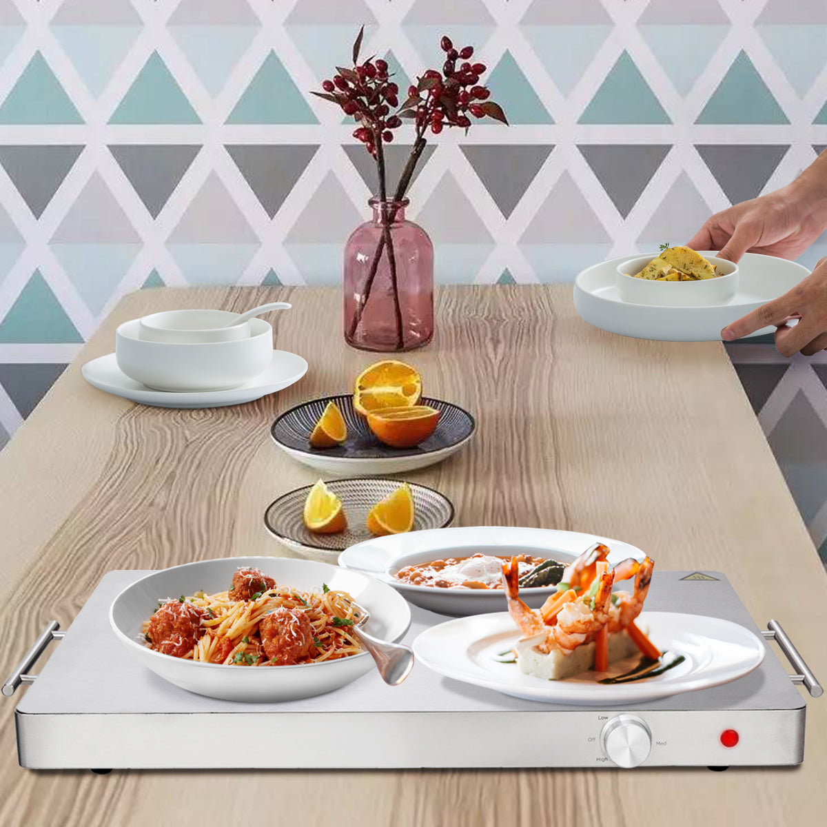 Topbuy Electric Dish Warmer Buffet Serving Warming Tray Keep Food Warm