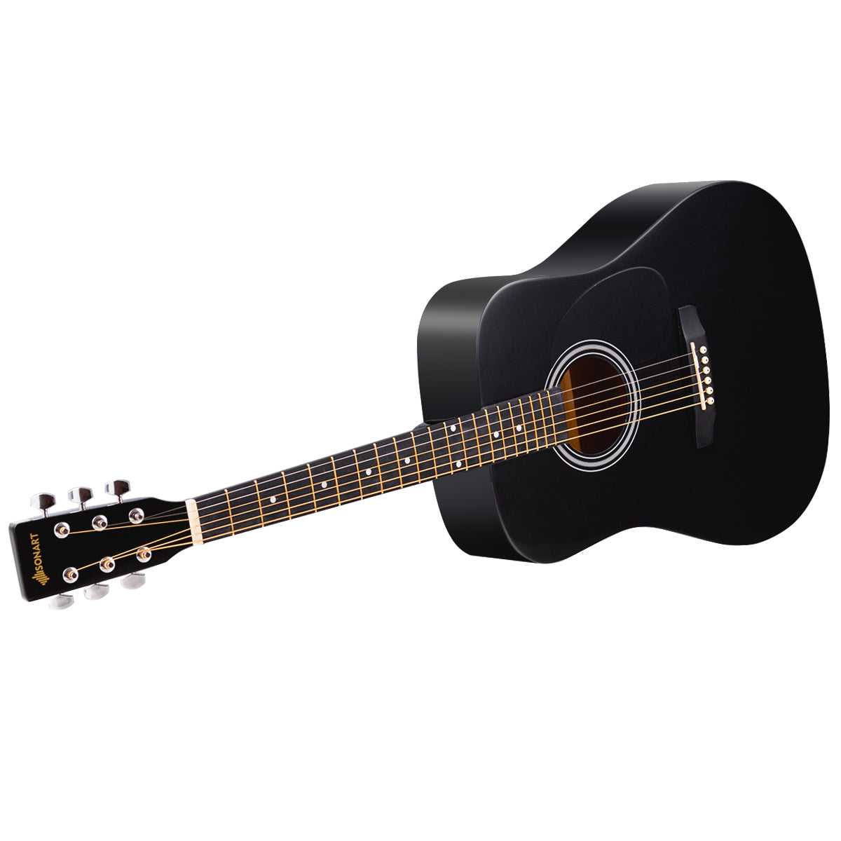 Topbuy 41 inches Acoustic Folk Guitar w/Case Strap Tuner for Beginners Black