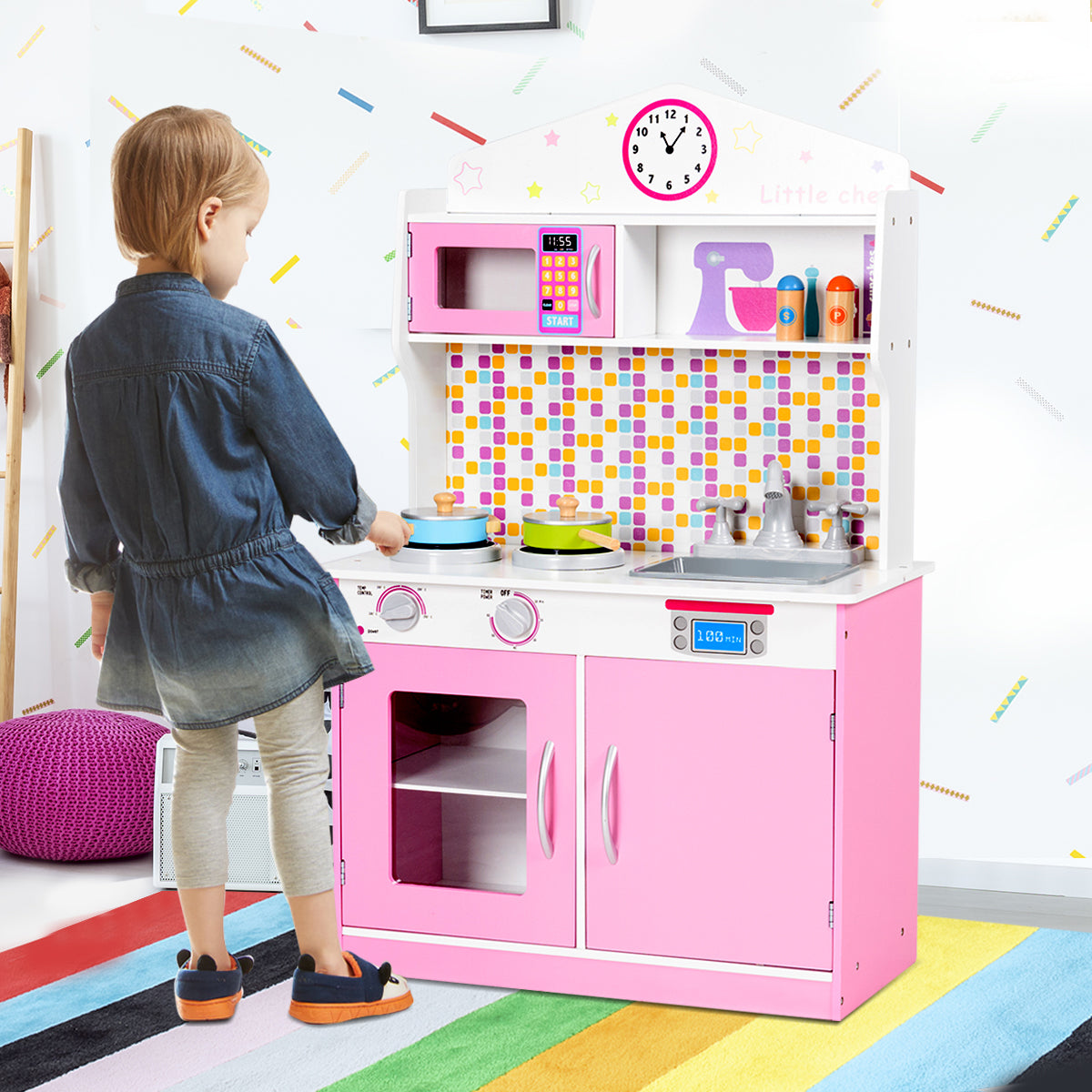 Topbuy Kids Chef¡¯s Pretend Kitchen Cooking Toy Play Set for Toddler