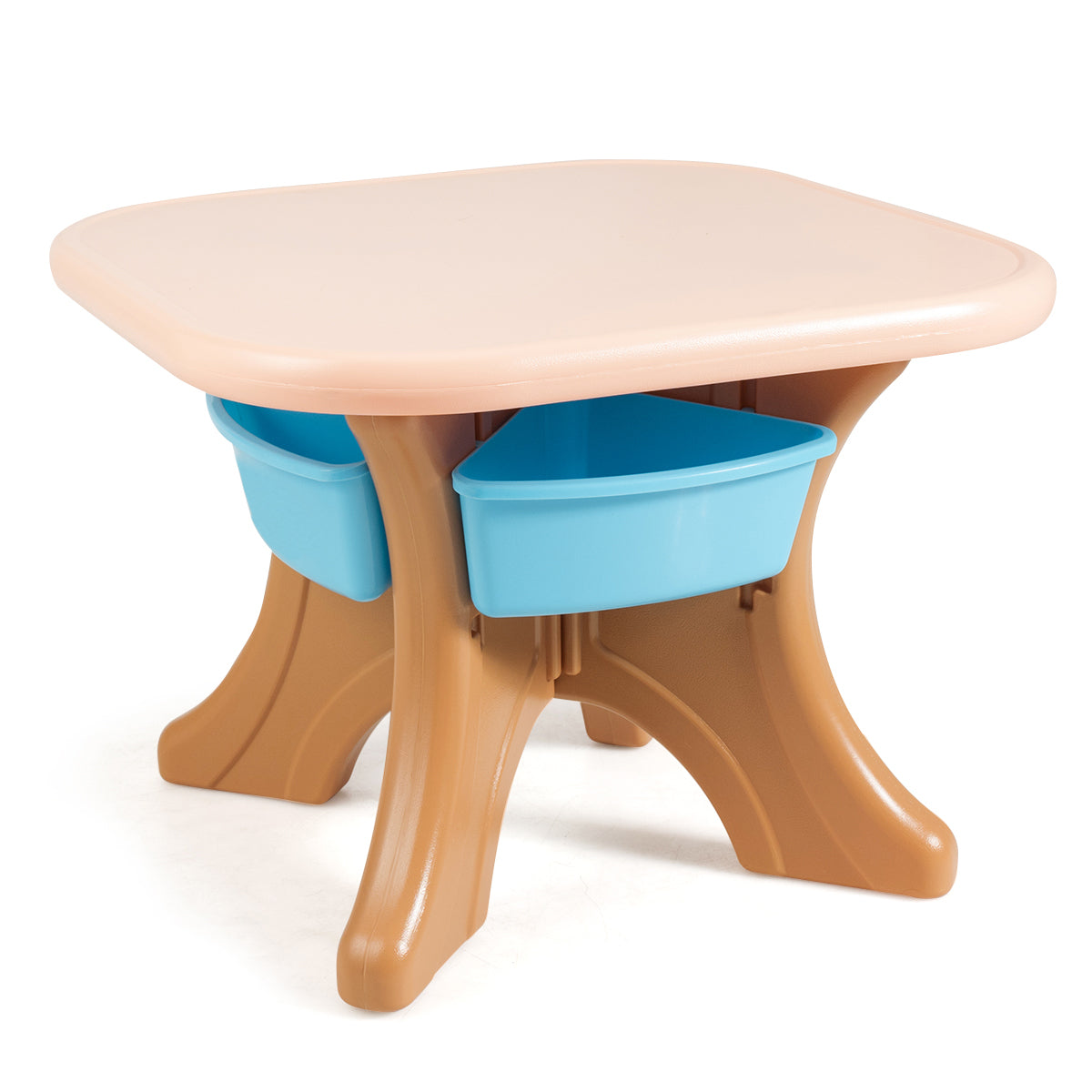 Topbuy 3 PCS Kids Activity Storage Table & Chair Set Coffee