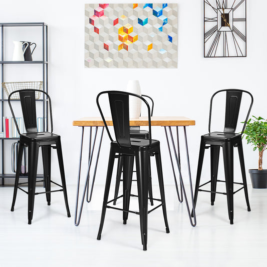 Topbuy Set of 4 Bar Stools 30'' Height Stackable Patio Dining Chairs