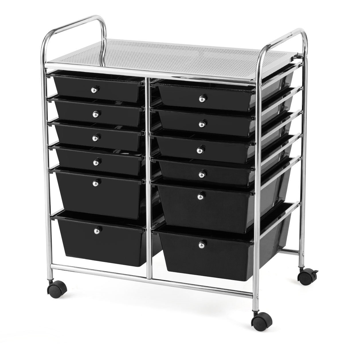 Topbuy 12-Drawers Rolling Storage Cart with Organizer Top