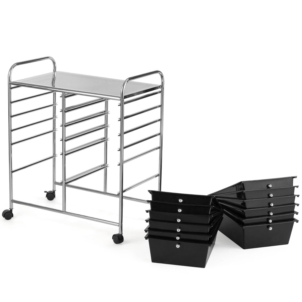 Topbuy 12-Drawers Rolling Storage Cart with Organizer Top