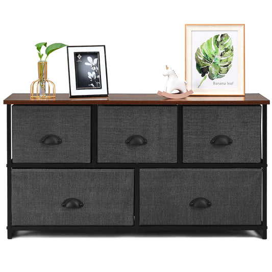 Topbuy 2-Layer Fabric Storage Tower Unit Nightstand with 5 Drawers
