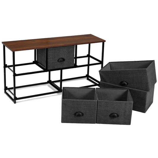 Topbuy 2-Layer Fabric Storage Tower Unit Nightstand with 5 Drawers