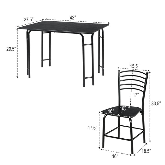 Topbuy 5 Pieces Dining Table and Chair Set Metal Frame Wooden Tabletop
