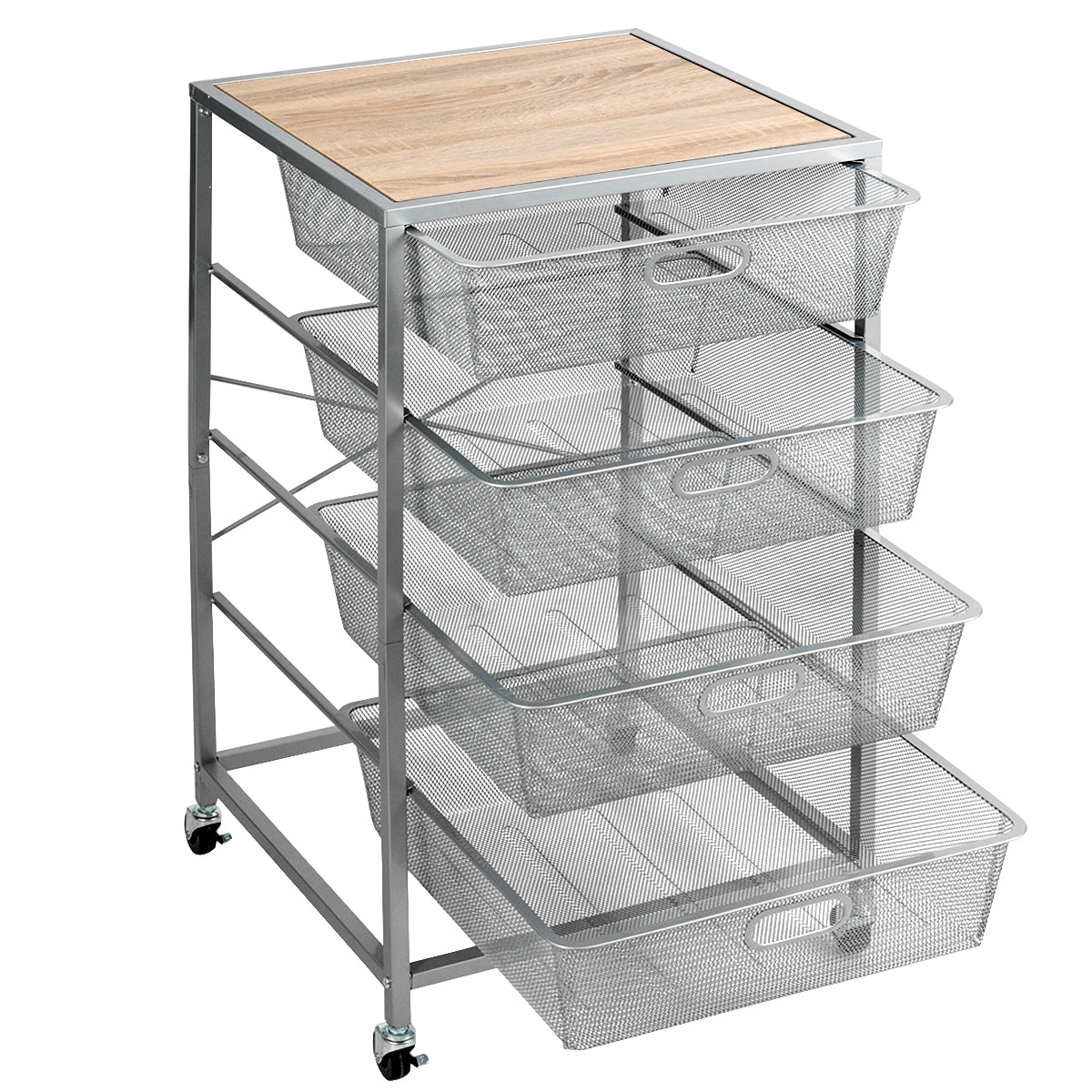 Topbuy Steel Mesh Drawers Utility Storage Shelves 4-Drawer Organizer o