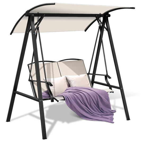Topbuy Outdoor Patio Swing Loveseat Hammock Hanging Chair Beige