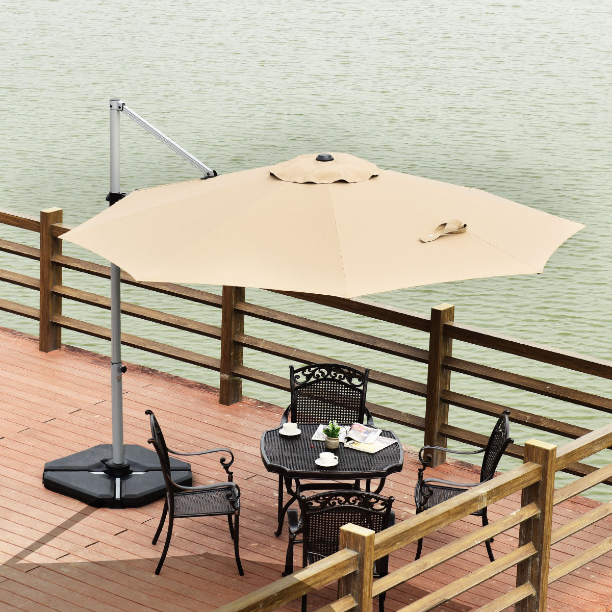 Topbuy 11'Outdoor Cantilever Umbrella Patio Canopy Offset