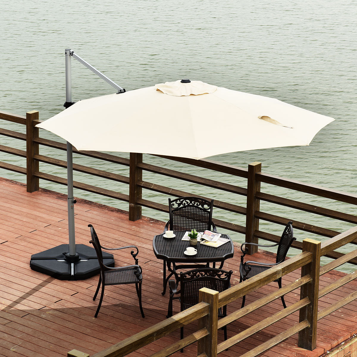 Topbuy 11'Outdoor Cantilever Umbrella Patio Canopy Offset