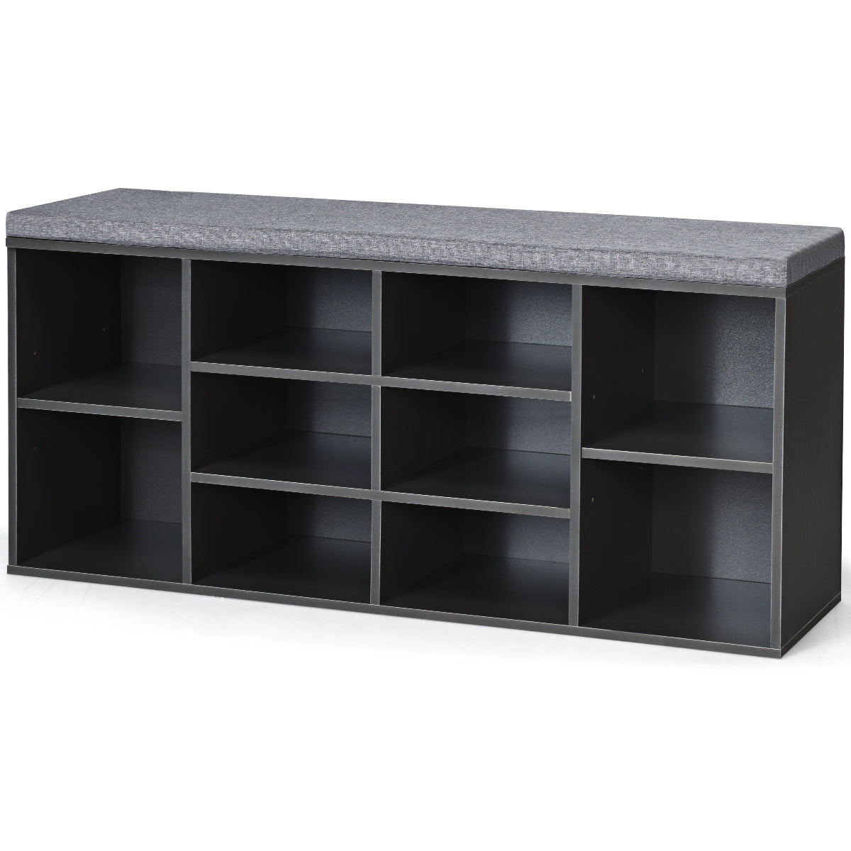 Topbuy Adjustable 10-Cube Organizer Bench Entryway Padded Shoe Storage Bench Black/Grey/White