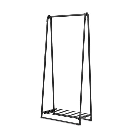 Topbuy Black Garment Rack A-Frame Folding Clothes Hanger W/ Extendable Hanging Rod And Shoe Shelf