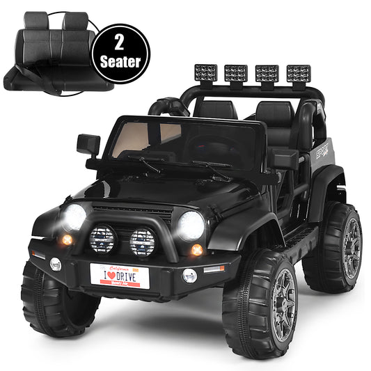 Topbuy 12V Electric Kids Ride On Truck Toys 2 Seater Jeep Car with Remote Control Black/Pink/Red/White
