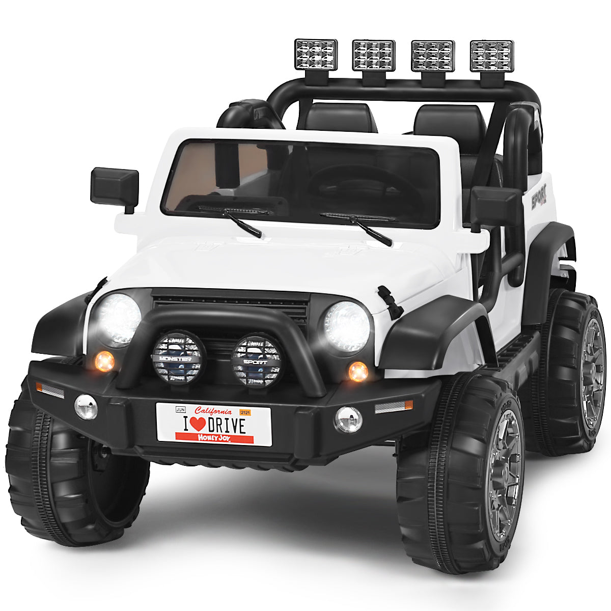 Topbuy 12V Electric Kids Ride On Truck Toys 2 Seater Jeep Car with Remote Control Black/Pink/Red/White