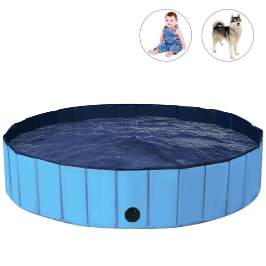 Topbuy 55'' Indoor Outdoor Portable Leakproof Foldable Dog Pet Pool Kiddie Bathing Tub Blue/Red
