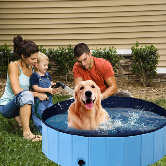 Topbuy 63'' Indoor Outdoor Portable Leakproof Foldable Dog Pet Pool Kiddie Bathing Tub Blue/Red