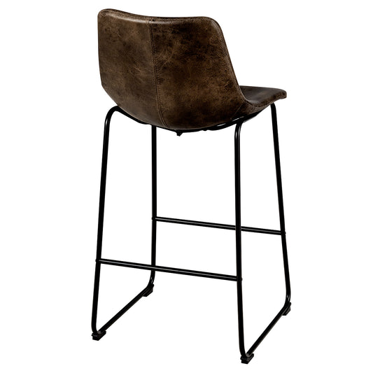 Topbuy Set of 2 Bar Stool Faux Suede Upholstered Kitchen Dining Chair w/Metal Legs Brown/Grey