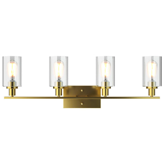 Topbuy Bathroom Vanity Light Modern Wall 4-Light Sconce Fixtures W/ Clear Glass Shade Golden/Silver
