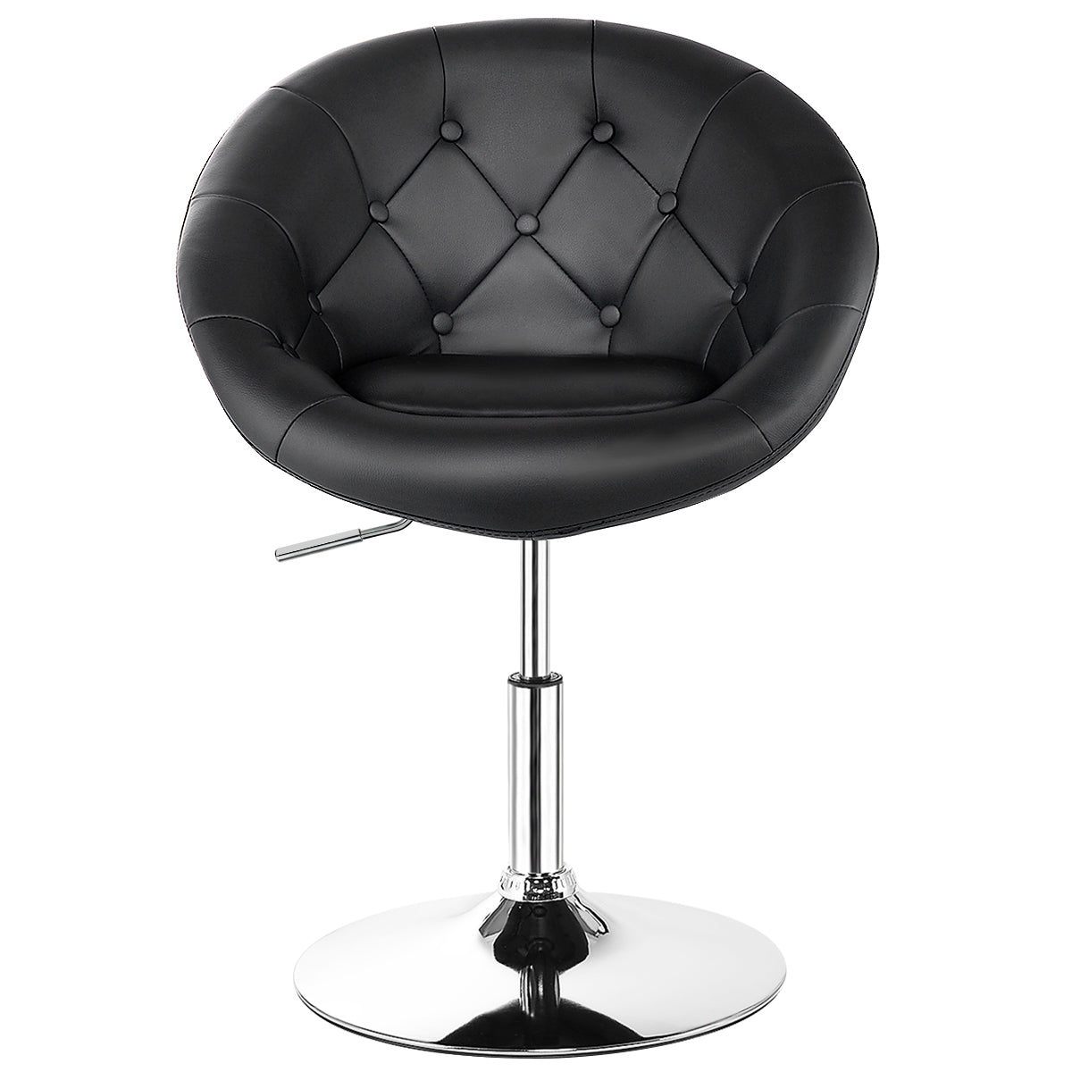 Topbuy Modern Swivel Bar Stools Height Adjustable Round Tufted Back Accent Chair White/Black