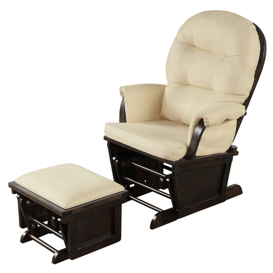 Topbuy Ergonomic Rocking Chair Baby Nursery Chair Glider with Ottoman Light Beige/Grey/Dark Grey