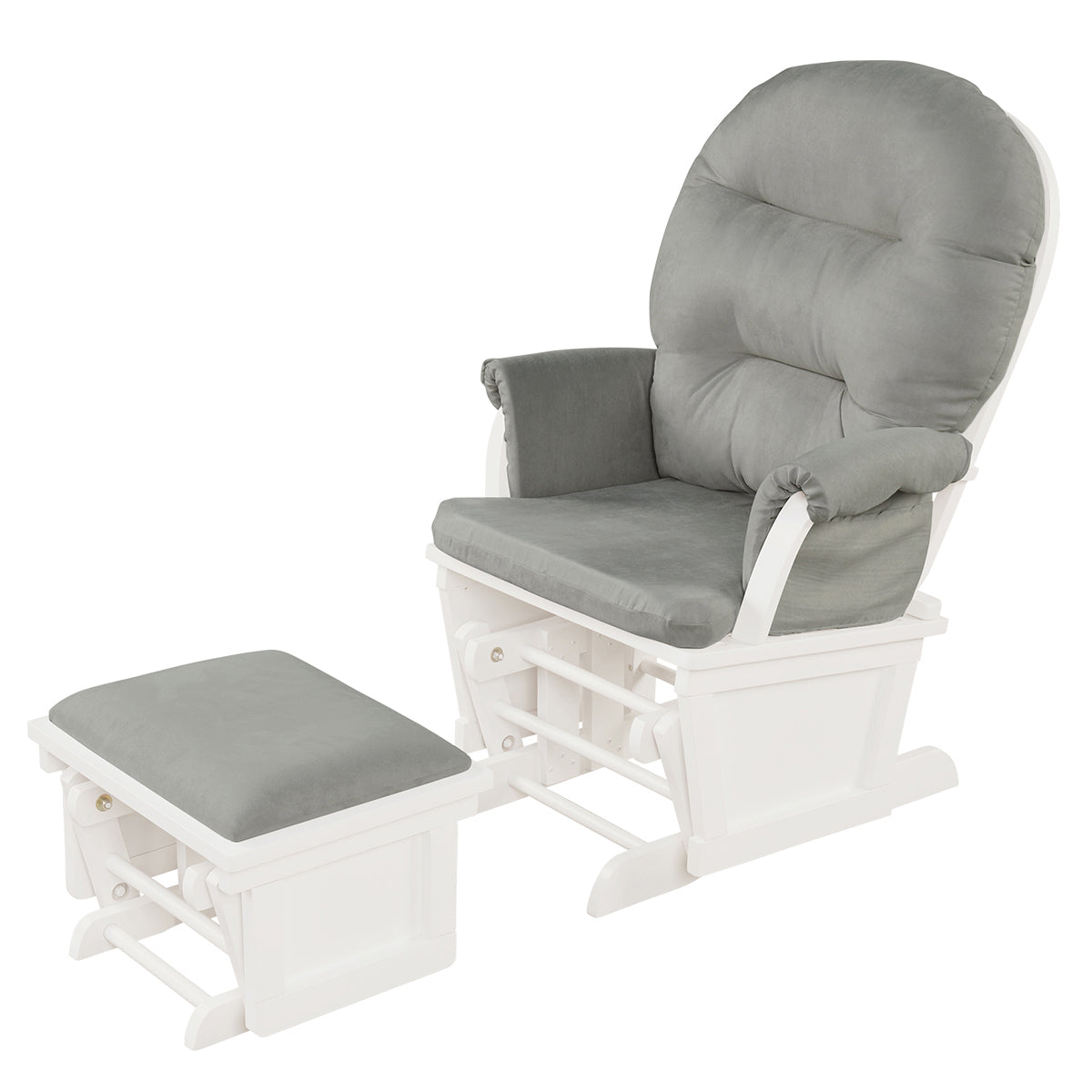 Topbuy Ergonomic Rocking Chair Baby Nursery Chair Glider with Ottoman Light Beige/Grey/Dark Grey