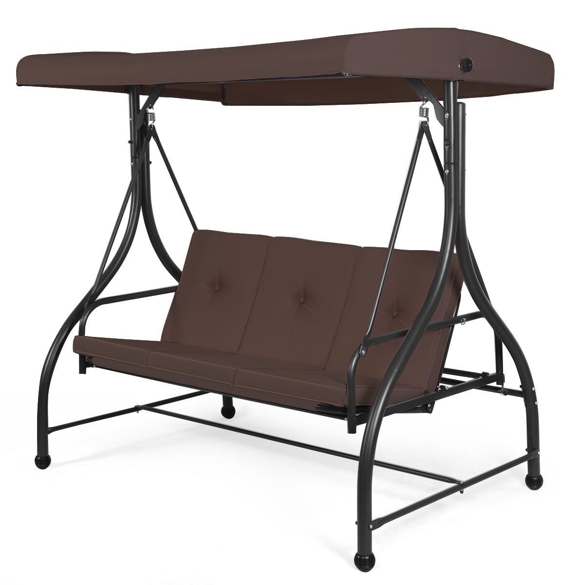 Topbuy 3 Person Porch Swing Hammock Bench Chair Outdoor with Canopy Turquoise/Beige/Black/Brown/Wine Red